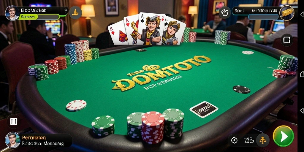 Screenshot menunjukkan aksi seru dalam permainan Poker.