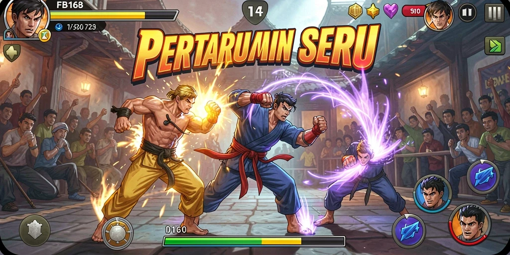 Tampilan aksi seru dalam permainan Fighting FB168.