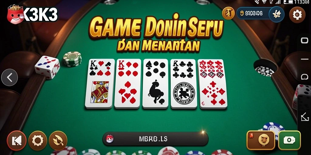 Screenshot gameplay K3K3 yang menunjukkan aksi Domino yang seru.