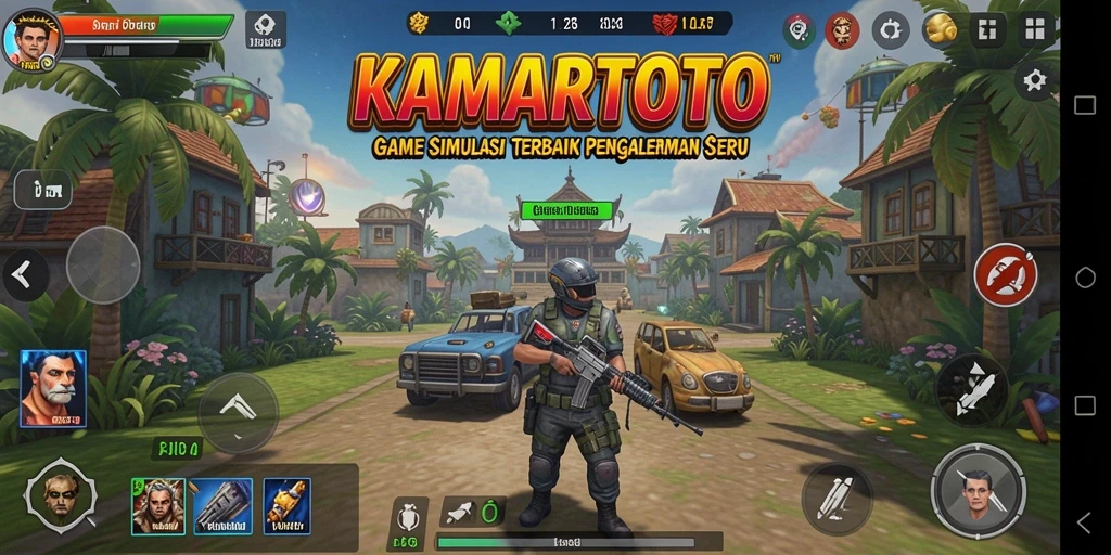 Tangkapan layar utama <strong>KAMARTOTO</strong> menampilkan aksi seru dalam permainan simulasi.