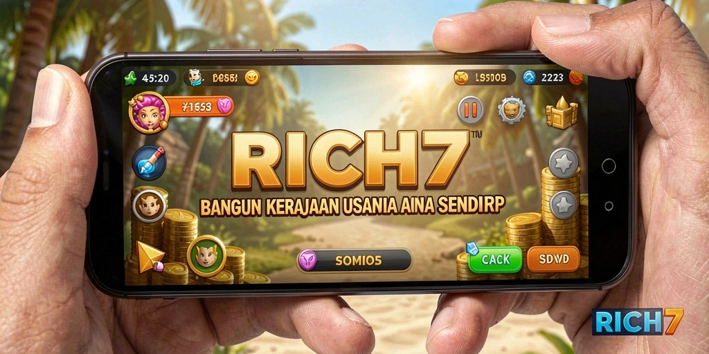 Gameplay RICH7 dengan perencanaan bisnis yang mendetail.