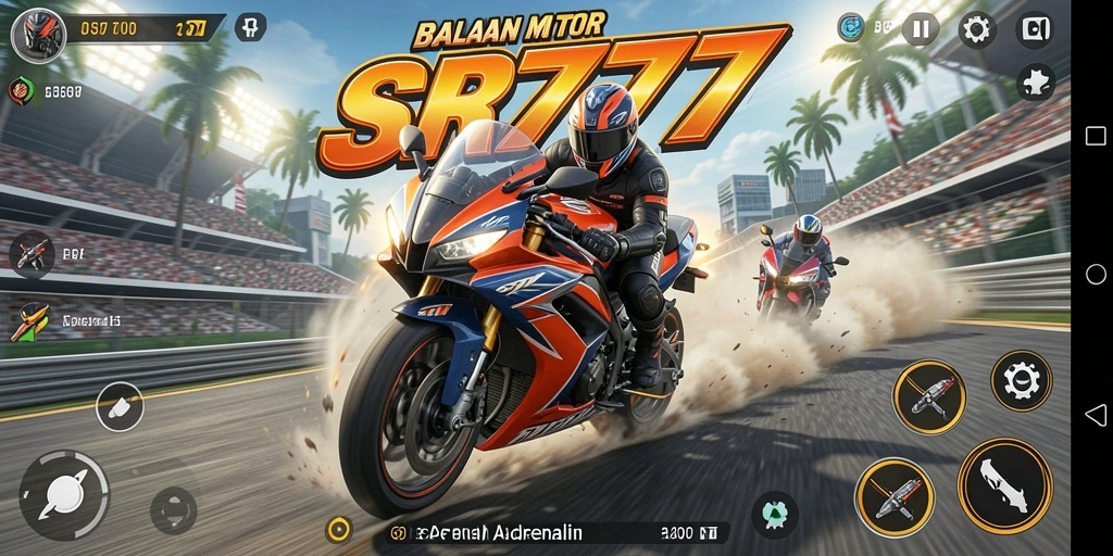 Tampilan gameplay balapan motor di SR777 yang seru dan menegangkan.