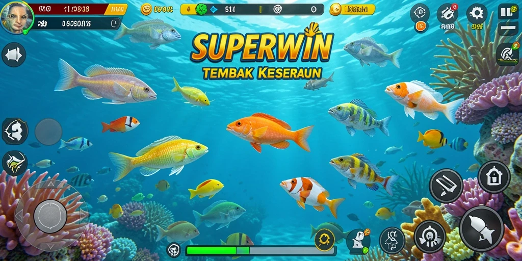 Tampilan seru gameplay Tembak Ikan dengan efek visual yang menakjubkan.