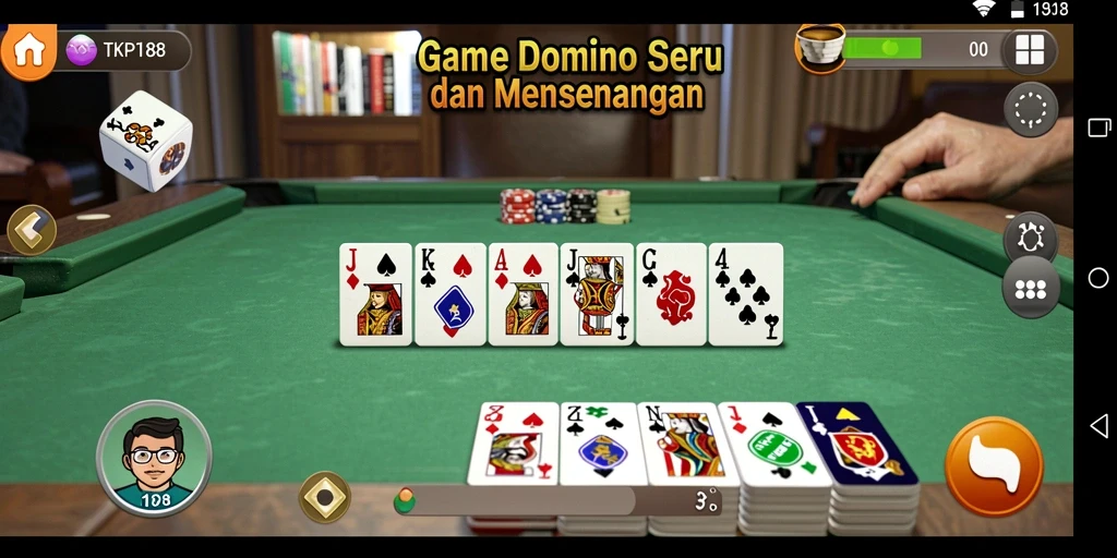 Screenshot gameplay TKP188 menampilkan suasana permainan domino yang seru.