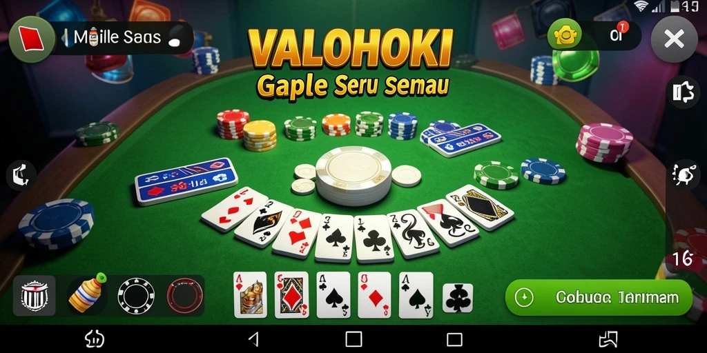 Tampilan gameplay VALOHOKI yang penuh aksi dalam permainan Gaple.