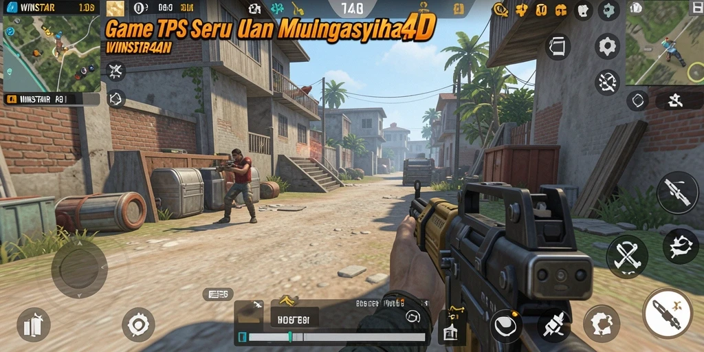 Tampilan gameplay seru dari WINSTAR4D, adu tembak yang mendebarkan.