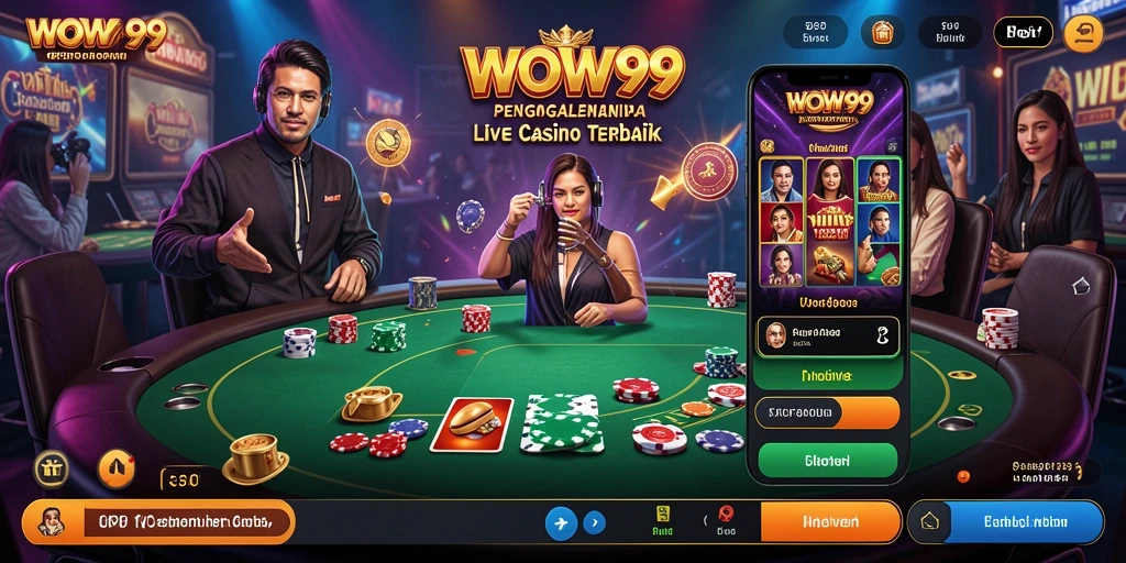 Screenshot gameplay WOW99 yang menampilkan dealer langsung dan interaksi pemain.